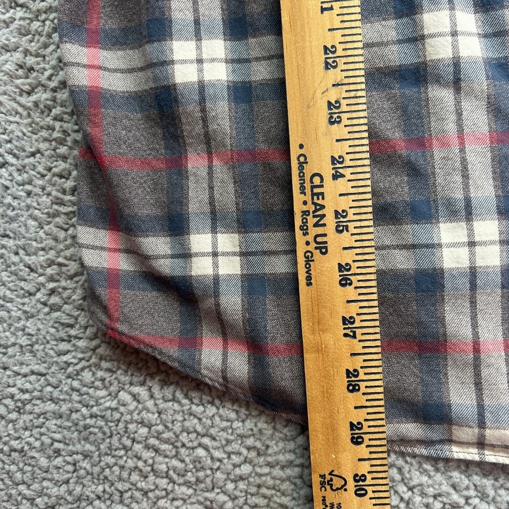 J CREW Mid-Weight Flannel Workshirt Gray Blue Red Plaid Mens Slim XL‎ - Picture 5 of 6